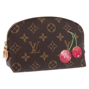 LOUIS VUITTON Monogram Cherry Pochette Cosmetic PM Pouch M13766 LV Auth BA9228SM